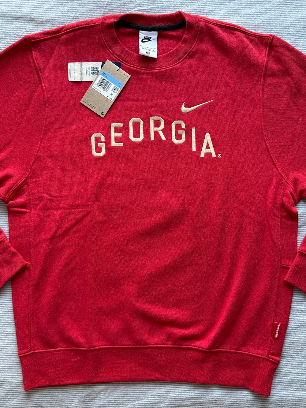 Nike Red Georgia Crewneck Sweatshirt with Cream Lettering